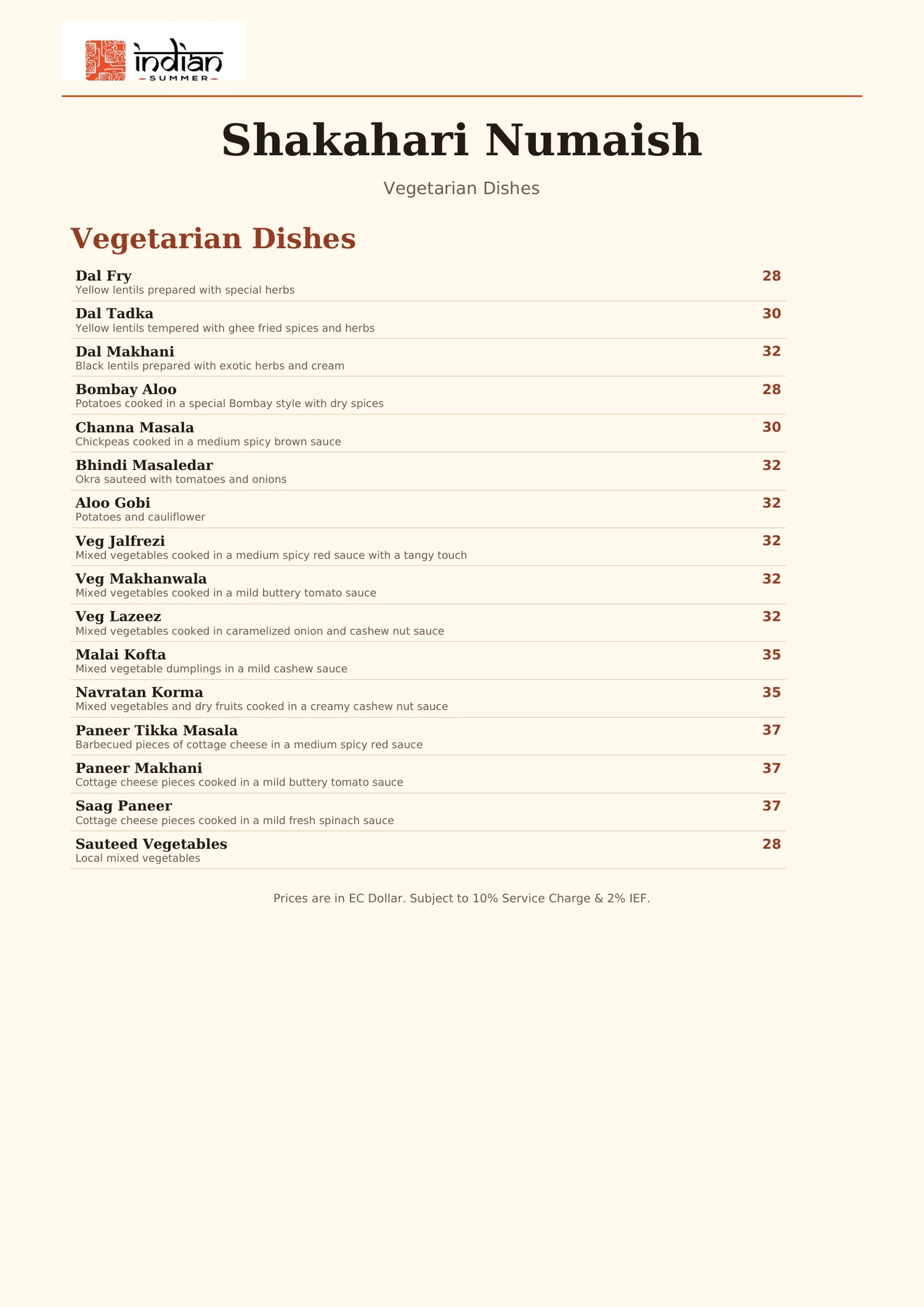 Indian Summer menu page 4