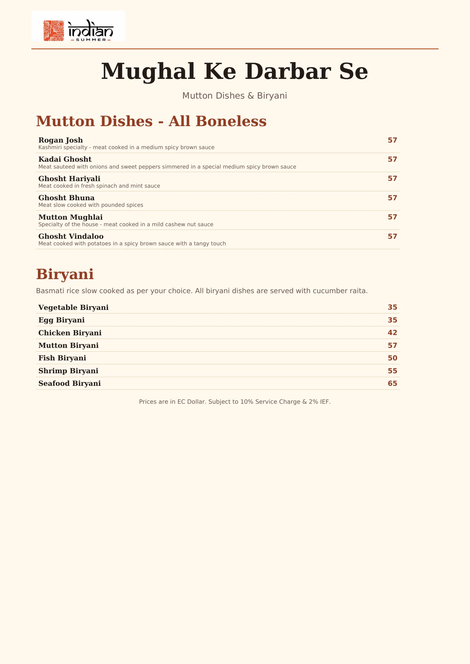 Indian Summer menu page 7