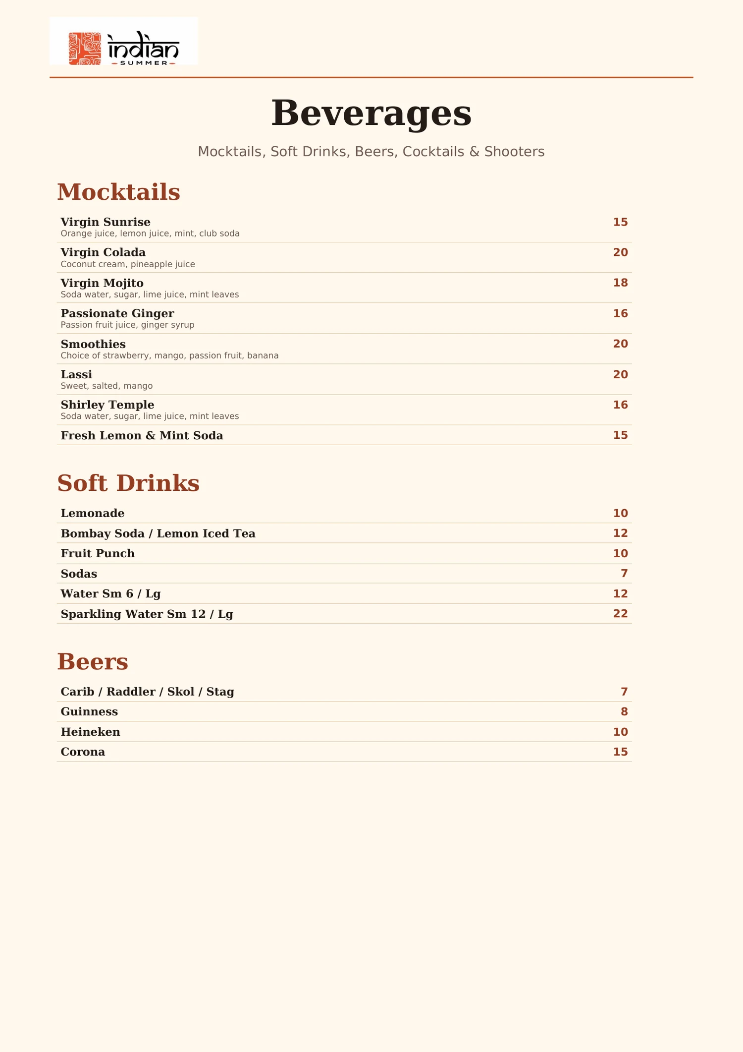 Indian Summer menu page 10